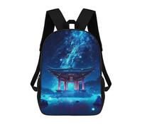 sinyumoney Magical Asian Pavilion Night Scene Rucksacks 3D Printed Children 17inch Backpacks Fashion Casual Daypack Travel Bags Outdoor Casual Daypack for Boy And Girl