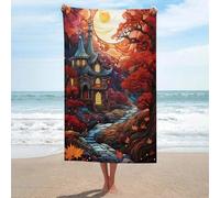 sinyumoney Magical Autumn Castle Scene Basics Towel Set Lightweight Soft Absorbent Beach Towel for Travel Camping Beach 130cm*80cm