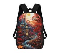 sinyumoney Magical Autumn Castle Scene School Backpack Large School Backpack for Boys for Campus Outdoor Travel Sports 17inch