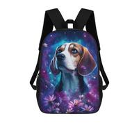 sinyumoney Magical Beagle in Flowers 17 Inch Backpacks Kids Schoolbag,3D Printed Elementary And Middle School Students Backpacks for Boys Girls