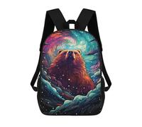 sinyumoney Magical Bear Aurora Rucksacks 3D Printed Children 17inch Backpacks Fashion Casual Daypack Travel Bags Outdoor Casual Daypack for Boy And Girl