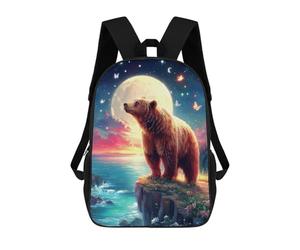 sinyumoney Magical Bear Sunset Scene -1 School Backpack Secondary Causal Travel High School Bags for Camping Outdoor Adventures And Daily Travel 17inch