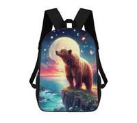 sinyumoney Magical Bear Sunset Scene 17inch School Bag 3D Printed Children's School Backpack Casual Fashion Travel Backpacks for Kids School Students