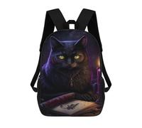 sinyumoney Magical Black Cat with Candle Rucksack Lightweight Airport College Students Back Pack- Perfect for Travel, Work And Daily Use 17inch