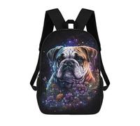 sinyumoney Magical Bulldog Garden Art Print Backpack School Bag Large School Backpack for Boys - Perfect for Travel, Work And Daily Use 17inch