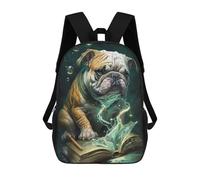 sinyumoney Magical Bulldog Spellcasting 3D Printed Children's School Backpack for Kids High Capacity Travel Rucksacks Book Bags Kids School Bag Back Pack 17inch