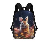 sinyumoney Magical Bunny Garden School Bag 3D Printed Backpacks Fashion Kids School Backpack Boys Rucksacks for Boys Middle School Students 17inch