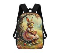 sinyumoney Magical Bunny with Apple Basket Children's 17 Inch School Backpack 3D Printed Cool Knapsack for Kids Travel Rucksacks Book Bags Kids School Bag