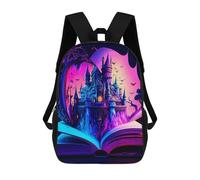 sinyumoney Magical Castle Emerging from Book Backpack 3D Print Kids Bag Elementary Students Daypack Lightweight School Bag for Children Girls Boys Nursery Lunch Pack 17inch