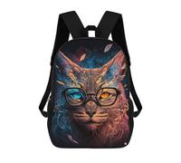 sinyumoney Magical Cat Glasses Artwork Backpack School Bag Large School Backpack for Boys - Perfect for Travel, Work And Daily Use 17inch