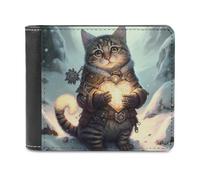 sinyumoney Magical Cat in Armor Holding Heart 3D Print Wallet Safe Protection Card Banknote Compartments Fashion Slim Leather Wallet for Boys Girls 11.7cm*9.5cm