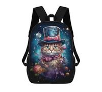 sinyumoney Magical Cat in Top Hat Backpacks Kids 17inch School Backpack School Bag 3D Printed School Bag for Boys Elementary And Middle School Students