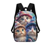 sinyumoney Magical Cat Trio 3D Printed 17inch Kids School Backpack School Bag Fashion Rucksacks for Boys Elementary And Middle School Students