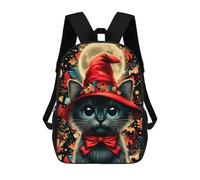 sinyumoney Magical Cat with Hat Rucksack Water Resistant Computer Rucksack for Camping Outdoor Adventures And Daily Travel 17inch