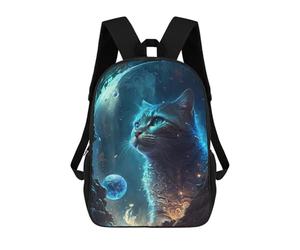 sinyumoney Magical Celestial Cat Portal Kids School Backpack School Bag 3D Printed School Bag for Boys Elementary And Middle School Students 17inch