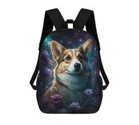 sinyumoney Magical Corgi Garden Art Print Backpack School Bag Work Laptop Backpack Rucksack Bag for Teenage Girls Boys Women Men 17inch
