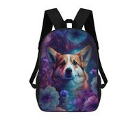 sinyumoney Magical Corgi in Floral Fantasy 3D Printed Children's School Backpack for Kids Travel Rucksacks Book Bags Kids School Bag 17inch