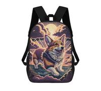 sinyumoney Magical Corgi Sunset Art Print Rucksack Travel College Rucksack Backpacks for Teenage Girls Boys Women Men 17inch