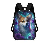 sinyumoney Magical Corgi with Flowers Backpack School Bag Large Lightweight Casual Backpack for Campus Outdoor Travel Sports 17inch