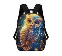 sinyumoney Magical Cute Glitter Owl 1 School Bag Bookbag 3D Printed Children's Backpacks for Kids Boy Girl Book Bags Kids School Bag Travel Rucksacks 17inch