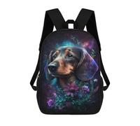 sinyumoney Magical Dachshund with Flowers School Bags Rucksack Casual Daypacks School Work Travel Bag for Teenage Girls Boys Women Men 17inch
