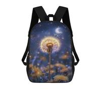 sinyumoney Magical Dandelion Night Sky -3 3D Printed Children's School Backpack for Kids Travel Rucksacks Book Bags Kids School Bag 17inch