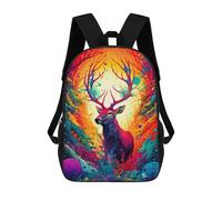 sinyumoney Magical Deer Forest -1 3D Printed Children's School Backpack for Kids Travel Rucksacks Book Bags Kids School Bag 17inch