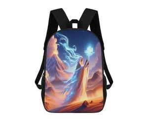 sinyumoney Magical Desert Fantasy Scene 3D Printed Children's School Backpack for Kids High Capacity Travel Rucksacks Book Bags Kids School Bag Back Pack 17inch