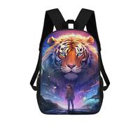 sinyumoney Magical Encounter Tiger And Child in Fantasy Land School Backpack 3D Printed Children's 17inch Backpacks Bag Bookbag for Kids Boy Girl Book Bags Kids School Bag Travel Rucksacks