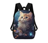 sinyumoney Magical Fantasy Kitten Children's Backpacks School Backpack 3D Printed for Kids Travel Rucksacks Book Bags Kids 17inch School Bag
