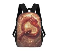 sinyumoney Magical Fire Dragon Artwork Backpack Kids School Bag Boys Cartoon 3D Print Students Schoolbag Laptop Daypack for Boys Girls 17inch