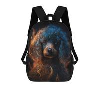 sinyumoney Magical Fire Poodle Artwork 3D Printed Kids 17inch Backpacks Boys Fashion Travel Backpacks School Bag for Boys Elementary And Middle School Students