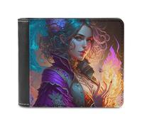 sinyumoney Magical Flame Sorceress 3D Print PU Leather Wallet Slots ID Window Slim Elegant Leather Wallet Craftsmanship Gifts 11.7cm*9.5cm