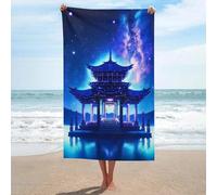 sinyumoney Magical Floating Pagoda Night Scene Towel 1pc Absorbent Quick Drying Beach Towel for Camping Vacation Gift 130cm*80cm