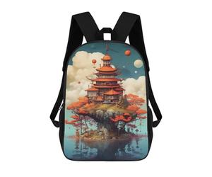 sinyumoney Magical Floating Village School Backpack Water Resistant Computer Rucksack for Teenage Girls Boys Women Men 17inch