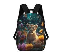 sinyumoney Magical Floral Lion Cub Children's Backpacks 17inch School Backpack 3D Printed Bag Bookbag for Kids Travel Rucksacks Boy Girl Book Bags Kids School Bag