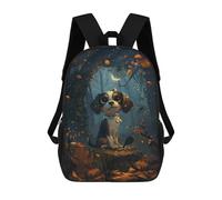 sinyumoney Magical Forest Adventure with Cute Dog Backpack School Bag Large School Backpack for Boys - Perfect for Travel, Work And Daily Use 17inch