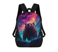 sinyumoney Magical Forest Bear Artwork Backpack School Bag High Secondary School Bags Casual Backpack - Perfect for Travel, Work And Daily Use 17inch