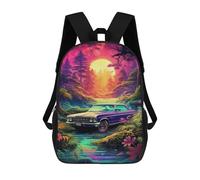 sinyumoney Magical Forest Car Adventure Children's Backpacks School Backpack 3D Printed for Kids Travel Rucksacks Book Bags Kids 17inch School Bag
