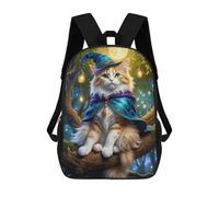 sinyumoney Magical Forest Cat Adventure School Bags Work Laptop Backpack Rucksack Bag for Camping Outdoor Adventures And Daily Travel 17inch