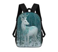 sinyumoney Magical Forest Deer Artwork School Bag 3D Printed 17inch Backpacks Fashion Kids School Backpack Rucksacks for Boys Elementary And Middle School Students