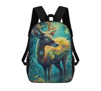 sinyumoney Magical Forest Deer Kids School Backpack 3D Printed Fashion School Bag Casual School Bag for Boys Elementary And Middle School Students 17inch