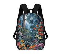 sinyumoney Magical Forest Flowers Backpacks Children's Backpacks School Bag 3D Printed Children's School Backpack Fashion Travel Backpacks for Kids Elementary Middle School 17inch