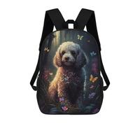 sinyumoney Magical Forest Poodle Backpack Kids School Bag Boys Cartoon 3D Print Students Schoolbag Laptop Daypack for Boys Girls 17inch