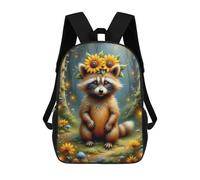 sinyumoney Magical Forest Raccoon Kids Backpack Girls 3D School Bags Children's 17 Inch Rucksack Toddler Schoolbag,Casual Daypacks Fashion Bookbag Bag