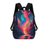 sinyumoney Magical Forest Stream 3D Printed Kids School Bag Rucksacks Children's School Fashion Casual Back Pack High Capacity Travel Book Bags Backpack for Kids 17inch