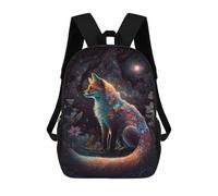 sinyumoney Magical Fox in Starry Night -2 3D Printed 17 Inch School Backpack Children's Backpacks 3D Printed Cool Knapsack for Boys Elementary And Middle