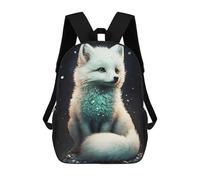 sinyumoney Magical FOX Portrait 3D Printed Kids Backpacks Boys Fashion School Bag Travel Backpacks School Bags for Boys Elementary School Students 17inch