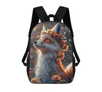 sinyumoney Magical Fox with Flowers 3D Printed 17inch School Bag Children's School Backpack Travel Backpacks Casual Fashion Bag for Kids School Students