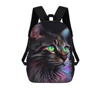 sinyumoney Magical Glowing Cat Portrait School Bag 3D Printed Backpacks Fashion Kids School Backpack Boys Rucksacks for Boys Middle School Students 17inch